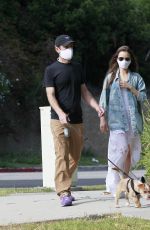 LILY COLLINS and Charlie McDowell Out with Her Dog in Los Angeles 05/11/2020