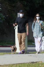LILY COLLINS and Charlie McDowell Out with Her Dog in Los Angeles 05/11/2020