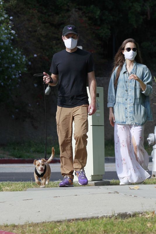 LILY COLLINS and Charlie McDowell Out with Her Dog in Los Angeles 05/11/2020