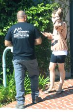 LILY COLLINS Wearing a Mask Outside Her House in Los Angeles 05/08/2020