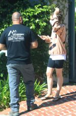 LILY COLLINS Wearing a Mask Outside Her House in Los Angeles 05/08/2020