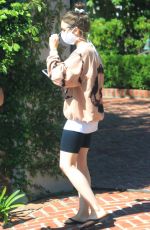 LILY COLLINS Wearing a Mask Outside Her House in Los Angeles 05/08/2020