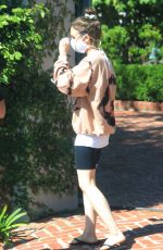 LILY COLLINS Wearing a Mask Outside Her House in Los Angeles 05/08/2020