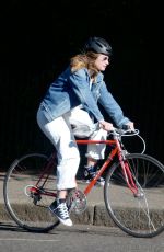 LILY JAMES Out Riding a Bike in London 05/15/2020