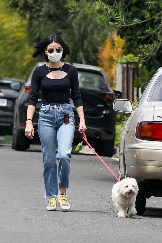 LUCY HALE in Denim Out with Her Dog in Los Angeles 05/12/2020