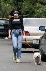 LUCY HALE in Denim Out with Her Dog in Los Angeles 05/12/2020