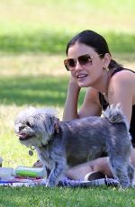 LUCY HALE Out with Elvis at a Park in Studio City 05/28/2020