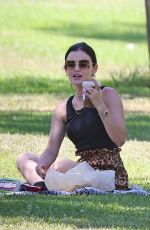 LUCY HALE Out with Elvis at a Park in Studio City 05/28/2020