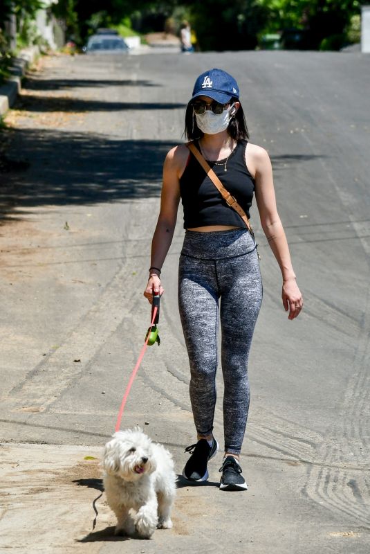 LUCY HALE Out with Elvis in Studio City 05/11/2020