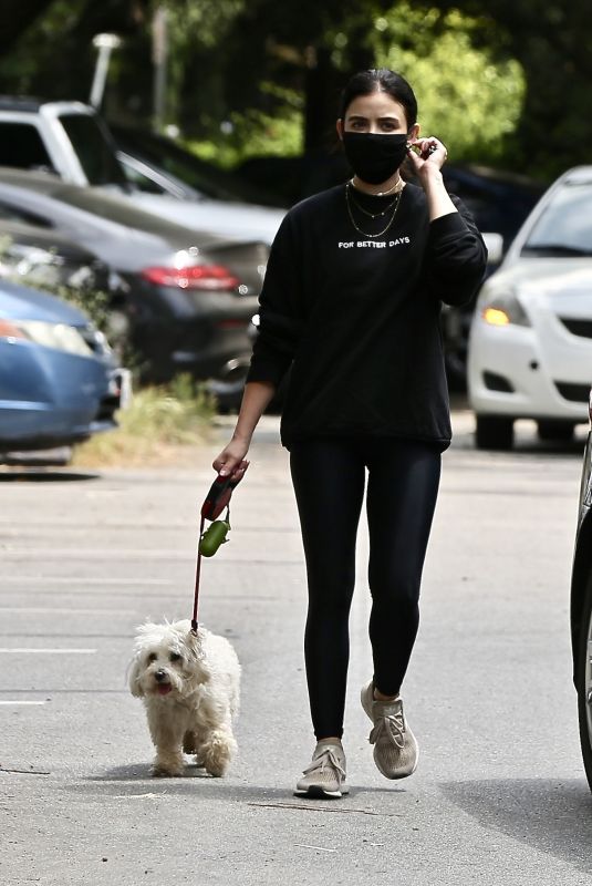 LUCY HALE Out with Her Dog in Studio City 05/29/2020