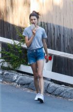 MARGARET QUALLEY in Denim Shorts Out in Los Angeles 05/08/2020