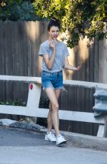 MARGARET QUALLEY in Denim Shorts Out in Los Angeles 05/08/2020