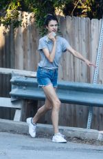 MARGARET QUALLEY in Denim Shorts Out in Los Angeles 05/08/2020