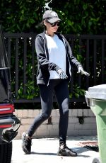 NAYA RIVERA Takes Her Trash Cans in Los Feliz 05/02/2020