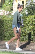 NINA DOBREV in Denim Shorts Out in Santa Monica 05/02/2020