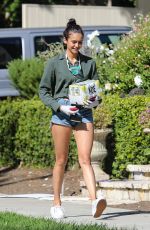 NINA DOBREV in Denim Shorts Out in Santa Monica 05/02/2020
