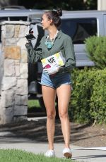 NINA DOBREV in Denim Shorts Out in Santa Monica 05/02/2020