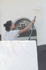 NINA DOBREV Paints Her House in Los Angeles 05/29/2020