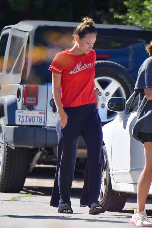 OLIVIA WILDE in a Fuzzy Slippers Out in Los Angeles 05/19/2020