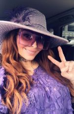 PHOEBE PRICE All in Purple Out with her Dog in Beverly Hills 05/18/2020