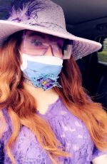 PHOEBE PRICE All in Purple Out with her Dog in Beverly Hills 05/18/2020