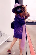 PHOEBE PRICE All in Purple Out with her Dog in Beverly Hills 05/18/2020