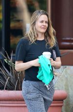 Pregnant ALICIA SILVERSTONE Out for Coffee in Los Angeles 05/09/2020