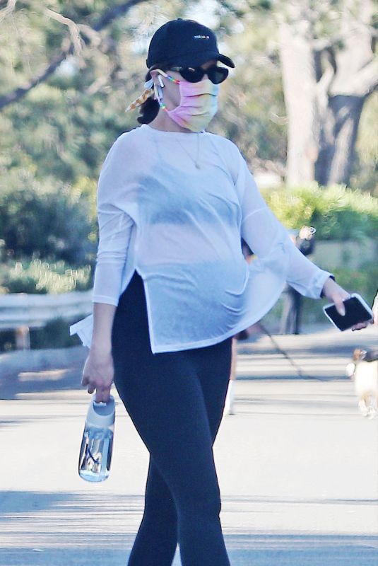 Pregnant KATHERINE SCHWARZENEGGER Wears a Rainbow Print Mask Out in Los Angeles 05/20/2020