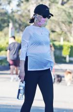 Pregnant KATHERINE SCHWARZENEGGER Wears a Rainbow Print Mask Out in Los Angeles 05/20/2020