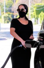 Pregnant NIKKI BELLA at a Gas Station in Studio City 05/02/2020