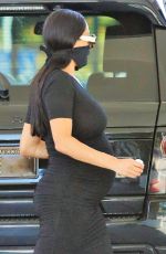 Pregnant NIKKI BELLA at a Gas Station in Studio City 05/02/2020