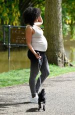 Pregnant SARAH JANE CRAWFORD Out with Her Dog in Manchester 05/15/2020