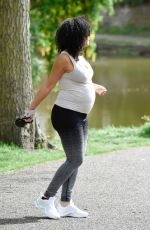 Pregnant SARAH JANE CRAWFORD Out with Her Dog in Manchester 05/15/2020