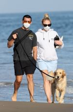 Pregnant SOPHIE TURNER and Joe Jonas Out with Their Dog at a Beach in Santa Barbara 05/25/2020