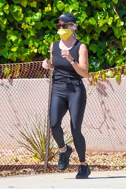 REESE WITHERSPOON Out Jogging in Brentwood 05/22/2020
