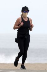 REESE WITHERSPOON Out Jogging on the Beach in Malibu 05/10/2020