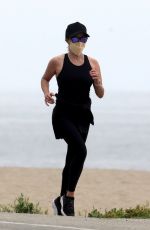 REESE WITHERSPOON Out Jogging on the Beach in Malibu 05/10/2020