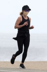 REESE WITHERSPOON Out Jogging on the Beach in Malibu 05/10/2020