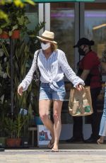 ROBIN WRIGHT in Denim Shorts Out Shopping in Pacific Palisades 05/15/2020