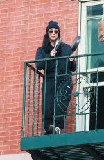 SARAH SILVERMAN on Her Fire Escape in New York 05/09/2020