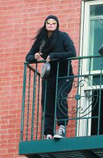 SARAH SILVERMAN on Her Fire Escape in New York 05/09/2020