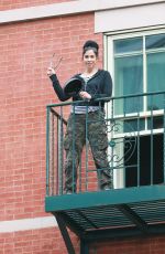 SARAH SILVERMAN on Her Fire Escape in New York 05/28/2020