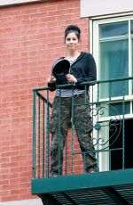 SARAH SILVERMAN on Her Fire Escape in New York 05/28/2020