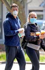 SCARLETT JOHANSSON and Colin Jost Wearing Mask Out in The Hamptons 05/14/2020