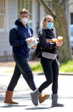SCARLETT JOHANSSON and Colin Jost Wearing Mask Out in The Hamptons 05/14/2020