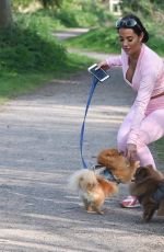 YAZMIN OUKHELLOU in Tights Out with Her Dogs in Essex 05/02/2020