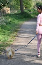 YAZMIN OUKHELLOU in Tights Out with Her Dogs in Essex 05/02/2020