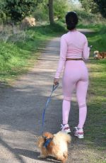 YAZMIN OUKHELLOU in Tights Out with Her Dogs in Essex 05/02/2020