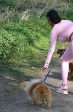YAZMIN OUKHELLOU in Tights Out with Her Dogs in Essex 05/02/2020