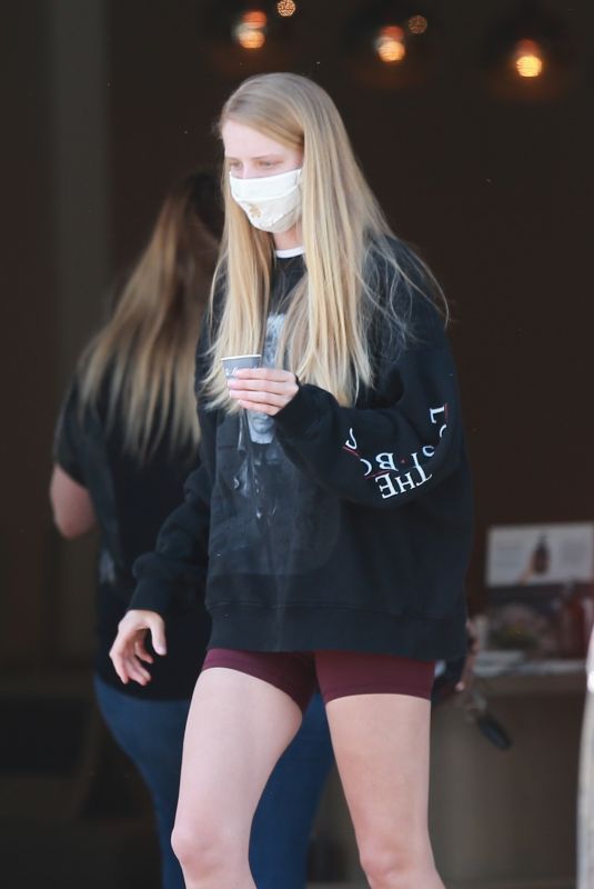 ABBY CHAMPION Wearing a Gucci Mask at Caffe Luxxe in Los Angeles 06/10/2020